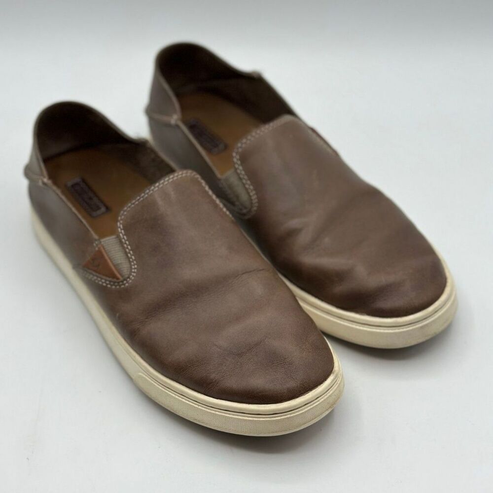 OluKai Women's Pehuea Leather Collapsible Sneaker Brown Size 6.5